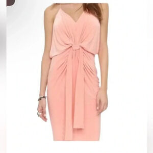 Misa Los Angeles Pink Halter Sheath Midi Dress